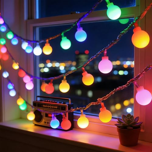 ALEGRE® Globe Lichterkette Kugeln Batterie mit Timer,2M 20 LED Kugel Lichterkette Batterie, Bunt Globe Lichterketten Innen Außen, String Lights für Hochzeit, Kinderzimmer, Weihnachten, Garten, Camping