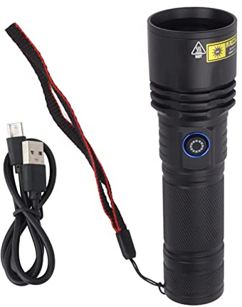 Lampe Torche UV 365nm 20W Rechargeable, Portable en Alliage d’Aluminium Noir - Puissante Luminosité 3000mW, Verrouillage Contrefaçon et Détection Taches, Usage Professionnel et