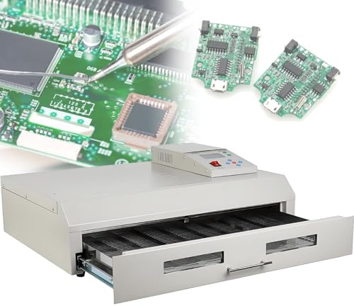 Drawer-Type Reflow Soldering Machine Desktop Reflow Oven, Professional Infrared Heating Hot Air Circulation Welding Machine Perfect for PCB Lead/Leadfree Paste Soldering(T-962C)
