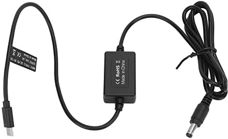 FSAKLPXOV Cable de Alimentación Tipo C a DC 5.5x2.1 mm, Cable para Batería de Cámara y Monitor, con Regulador de Voltaje 9V/12V a 8.4V 2A, Luz Indicadora, 133 cm, para Luces de Relleno y