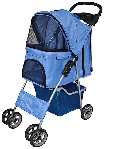 vidaXL Hundewagen Blau Hundebuggy Haustier Hunde Pet Stroller Buggy Wagen