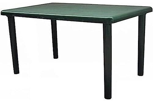 RESOL Olot Mesa Jardín y Comedor Exterior 140x90 Rectangular para 4-6 Personas con Agujero de Sombrilla | Protección UV para Uso en Patio, Terraza o Porche | Fácil Mantenimiento - Color Verde Oscuro
