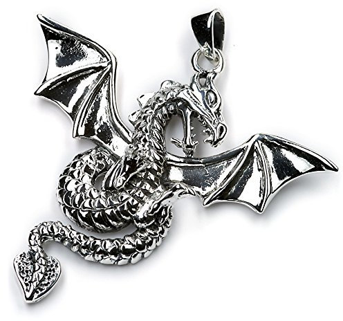 Drachensilber Drachen Anhänger Schmuck Silber großer Kettenanhänger Drache mystischer Schmuckanhänger Fantasy