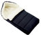 BAMBINIWELT universaler Winterfußsack (90cm), auch geeignet für Babyschale, Kinderwagen, Buggy, aus Wolle UNI liniert SCHWARZ