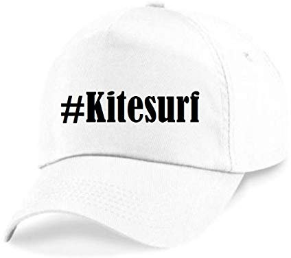Reifen-Markt Base Cap Hashtag #Kitesurf Größe Uni Farbe Weiss Druck Schwarz