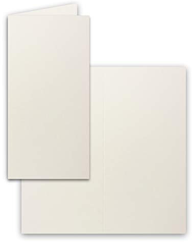 50x Falt-Karten DIN Lang - Naturweiss (Weiß) - 10,5 x 21 cm - Blanko Doppelkarten - Klappkarten für Einladungen und Grußkarten zu Weihnachten und Geburtstag