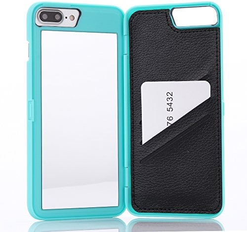W7ETBEN iPhone 7 Plus Case, iPhone 8 Plus Case,Hidden Back Mirror Wallet Case with Stand Feature and Card Holder for Apple iPhone 7/8 Plus 5.5“ (Teal)