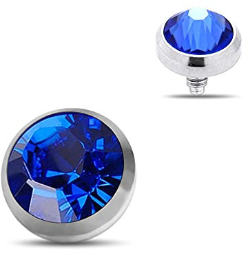 Monster Piercing | 316L Chirurgenstahl | Dermal Anchor Transdermal transdermales Implantat | Kristallstein | Durchmeser: 5MM | Piercing | Dunkelblau