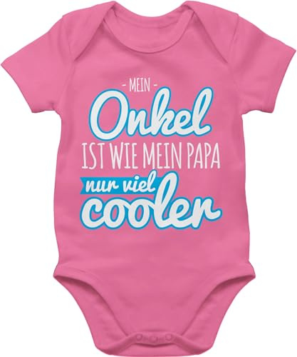 Shirtracer - Baby Body Kurzarm - Sprüche - Mein Onkel ist wie mein Papa nur viel cooler blau