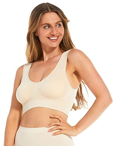 MAGIC BODYFASHION Damen Comfort Bra Material Natürlichen, Nahtlose Komfort, Bügelloser Bio-BH, Bamboo Cream, M