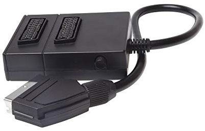 S/CONN maximum connectivity Scart-Verteiler vollverschaltet Kabelverschalter 2-Fach mit Umschaltbox - 1x Stecker/ 2x Buchse mit Schalter - Splitter - schwarz 0,5m