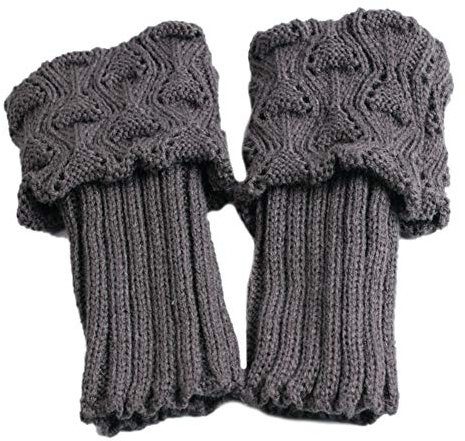 MoreChioce Damen Bein Stulpen,Winter Gestrickt Beinwärmer Stulpen Socken Legwarmers Kniewärmer Boot Socken Boot Abdeckung,Dunkelgrau