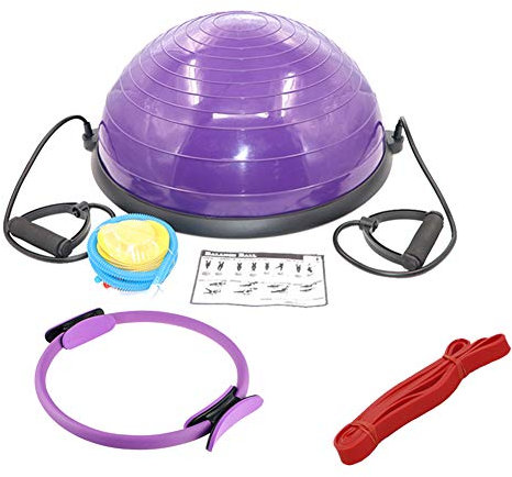 GZD Core Training Air Dome, Yoga Halbkugel mit Luftpumpe und Widerstand Bands,Lila
