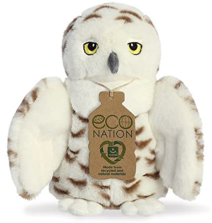 Aurora, 35029, Eco Nation Schneeeule, 20,3 cm, weiches Spielzeug, weiß
