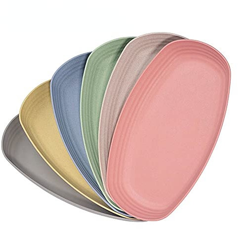 Hobein Lot de 6 grandes assiettes plates de 27,9 cm, 6 couleurs, passent au lave-vaisselle et au micro-ondes, incassables et légères, saines pour les enfants (27,9 cm)