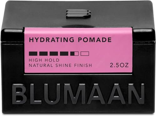 BLUMAAN Hydrating Pomade - Low Shine, High Hold | All Hair Types | Water Based | Easy To Wash - Ideal for Quiffs, Pompadours, Ducktails & Slick Back Looks - 2.5 oz