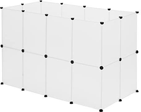 EUGAD Freilaufgehege für Kleintiere aus Kunststoff, Freigehege mit 24 Platten DIY, Kaninchen Hasen Welpen Meerschweinchen Gehege, rutschfestes Kleintiergehege für drinnen, BHT 145x95x75cm