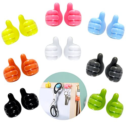 diyfixlcd 16 PCS Creative Thumb Wall Hook Up,Fun Cord Holder,Bathroom Small Hook,Multifunctional Thumb Cable Clips Adhesive, for Hanging Data Cable Towels Key Toothbrush Plug Cable