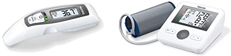 Beurer Thermomètre Multifonctions & BM 27 Tensiomètre Électronique au Bras, Contrôle du Positionnement de la Manchette, Écran très lisible, Détecteur d'Arythmie Cardiaque, Tours de bras de 22 à 42 cm