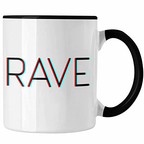 Trendation - Rave Tasse Tekk HardTekk Raven Geschenk Techno Fans (Schwarz)