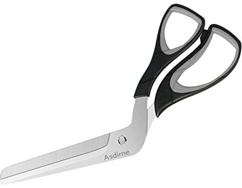 Asdirne Pizzaschere, Pizzaschneider mit Scharfer Edelstahlklinge in Lebensmittelqualität und Griff mit Weichem Griff, Multifunktionale Küchenschere, 27CM, Schwarz/Grau