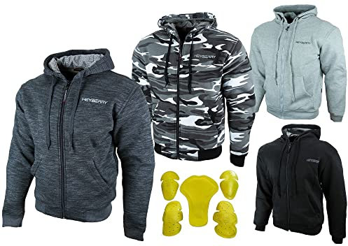 HEYBERRY Hoody Motorradjacke Roller Hoodie mit Aramid Schwarz Gr. L