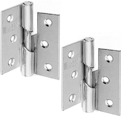 Zinc Plated Steel Butt Hinges Door Hinges Internal 75mm/3-Inch Rising Butt Hinges for Internal External Doors Hinges for Cupboards Cabinets Doors Lift Off Frame Pack of 2 (Right)