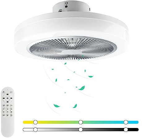 TOPBOS LED Deckenleuchte mit Ventilator Timer Leiser Modern Deckenventilator mit Beleuchtung und Fernbedienung &APP, Dimmbar Bluetooth Lautsprecher Musik LED Fan Lampe für Schlafzimmer Wohnzimmer