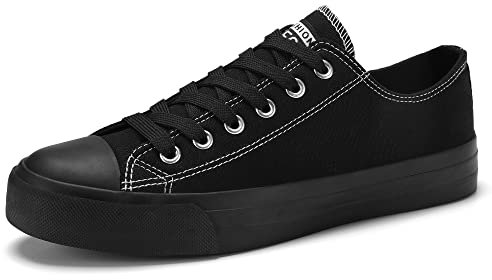 Casbeam Damen Mächen Keilabsatz Schuhe Sneaker Canvas Schuhe für alle Jahreszeiten Ganz schwarz