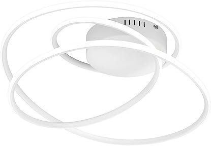 Reality Leuchten LED Deckenleuchte Bologna R67051131, Metall Weiß matt, inkl. 36 Watt LED, Switch Dimmer