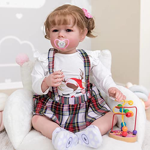 MineeQu 28 Zoll Große Lebensechte Wiedergeborene Babypuppe mit Wurzeln und Weichem Gewichtigem Kuscheligem Körper Realistische Prinzessinnen Mädchenpuppen für Neugeborene, My Little Sweetheart
