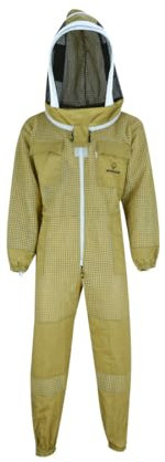 BIENE24 Imkeranzug Premium mit Atmungsnetz + Fechtschleier für Bienen Wespen Insekten Imkerei Stichschutz Insektenschutz S M L XL XXL XXXL, XXL · braun