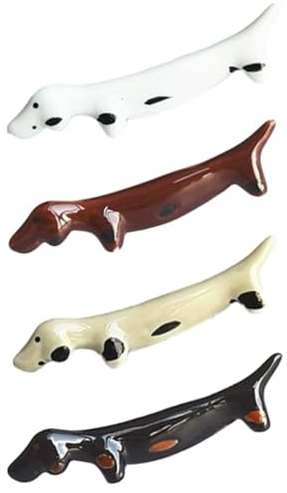 PRETYZOOM Porta Bacchette in Ceramica 4 Pezzi con Design Bassotto Cartone Animato Supporto Poggia Bacchette per Sushi E Posate Accessorio Decorativo per Tavolo da Cucina Giapponese