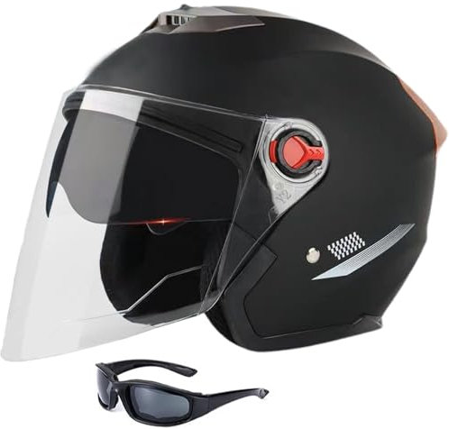 Offener Motorrad-Halbhelm für Erwachsene modischer Off-Road-3/4-Halbhelm DOT/ECE-zugelassener Sonnenschutz-Übungs-Motorradhelm mit umklappbarer Sonnenblende für Fahrräder Cruiser