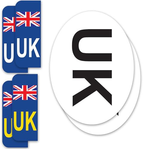 SAFESIGN (6 Pack) UK Car Stickers for Europe GB Stickers for car UK car Sticker Number Plate Stickers - Vinyl Self-Adhesive - Union Jack Replaces EU Flag