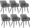 CLIPOP Esszimmerstühle 6er Set Stühle mit Armlehne, Samt Bezug, Esszimmerstuhl Küchenstuhl Polsterstuhl, Stühle für Esszimmer (Samt Grau, 6er Set)