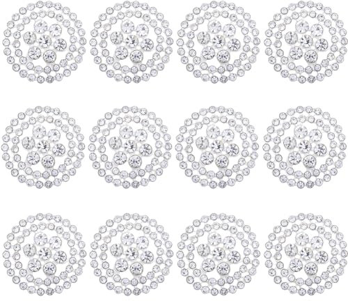 GORGECRAFT 12 Stück Runde Kristallknöpfe Silberlegierung Strass-Ösenknöpfe Ersatz-Dekoknöpfe Kleidung DIY-Schmuck Dekoration Zum Nähen Basteln Uniform Jacke Hut Verzierungen