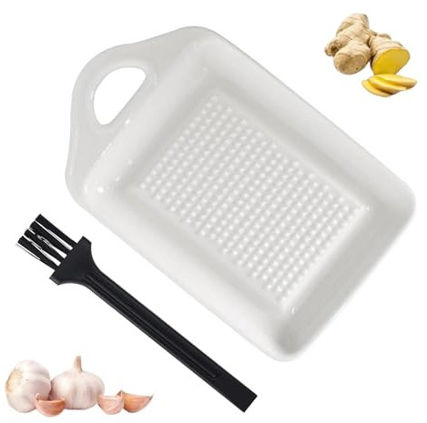 Keramik Reibe,Ingwer Reibe mit Bürste,Weiß Obstreibe Gemüsereibe Wasabireibe für Ingwer Knoblauch Zwiebel(Quadratisch)