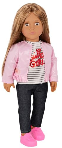 Our Generation Puppe Elena – 46 cm Puppe mit langem Haar, beweglichen Augen & Outfit zum Wechseln – inklusive Jacke, Shirt & Jeans für fantasievolles Spiel