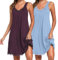 Uniexcosm Camisón de Mujer Algodon Camisones Mujer Sexy sin Manga Camisón con Tirantes Antideslizantes Cuello en V Ropa de Dormir Vestido Ligero y Suave para Hogar Fucsia Oscuro+Azul Claro L