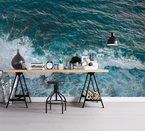 Fotomural Papel Pared Olas del mar 3D, 120 * 80cm Papel Autoadhesivo Pared Adhesivo para Muebles Dormitorio Decorativos Pared Salon Habitación