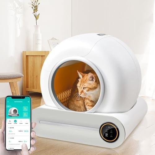 Self-Cleaning Cat Litter Box, 65L+9L Large Capacity Litter Box with Infrared Detector and Weight Sensors,Automatic Cat Litter Box with Odor Removal,Self Cleaning Litter Box for Multiple Cats