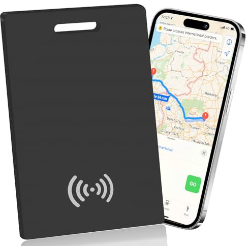 Carte de suivi de portefeuille fine, étanche IP68, rechargeable, fonctionne avec Apple Find My (iOS uniquement), pour portefeuille, téléphone, passeport, traqueur de bagages, étiquette de bagage