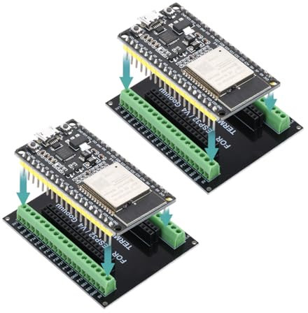 Diymore 2 Stück für ESP32 und Terminal Adapter, für ESP32 Dev Kit C Development Board NodeMcu Entwicklungsplatine 2,4 GHz Dual Core WLAN WiFi Bluetooth CP2102 Chip