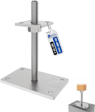 GeZu Impex Adjustable Post Support 100 x 100 mm Zinc Flake Set of 4 height adjust holder elevated base