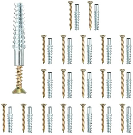 PATIKIL 20 Stk. Gipskarton-Hohlwanddübel mit Schrauben, 0,24 x 2,36 Schwerlast-Stahlwanddübel-Set, Gipskarton-Dübel für Betonwand Gipskartonwand, Silber
