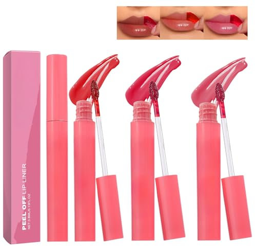 3Pcs Peel Off Lip Stain,Nude Pink Matte Lip tint Stain Peel Off Waterproof Long Lasting Natural Colour Lip Gloss Liner,Highly Pigmented Tattoo Lipstick for Women Girls