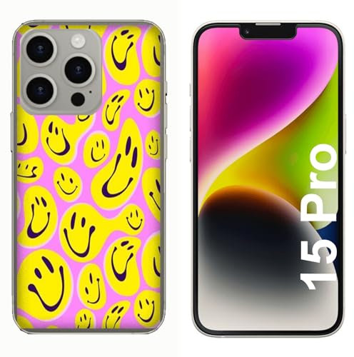 Generico Cover compatibile con Cover Apple iPhone 15 Pro Sorriso Rosa e Giallo/Gel di silicone morbido TPU