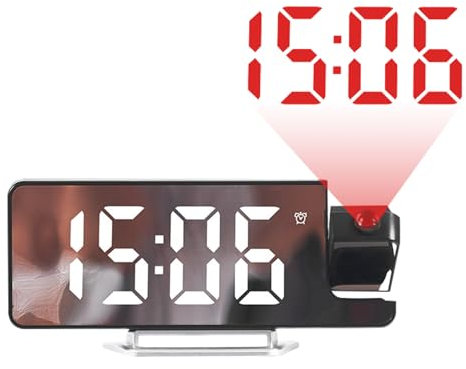 Ynnhik Deckenprojektor Uhr Für Schlafzimmer - Uhrzeit An Die Decke Projizieren,Zwölf Vierundzwanzig Stunden Automatische aktuellen Innentemperatur in gewährleistet Komfort indem sie bei der Anpassun