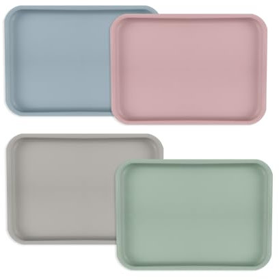 Gkhlg 4 Pieces Plastic Trays Lightweight Stackable Small Food Trays for Serving for Dinner and Tea Time Perfect for Hotel and Home Use